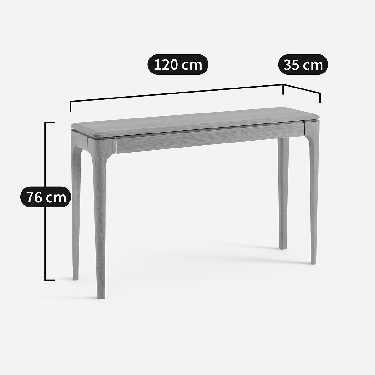 Konsole aus massiver Eiche und Eichenfurnier, Schublade, SANARA natureicheholz, AM.PM