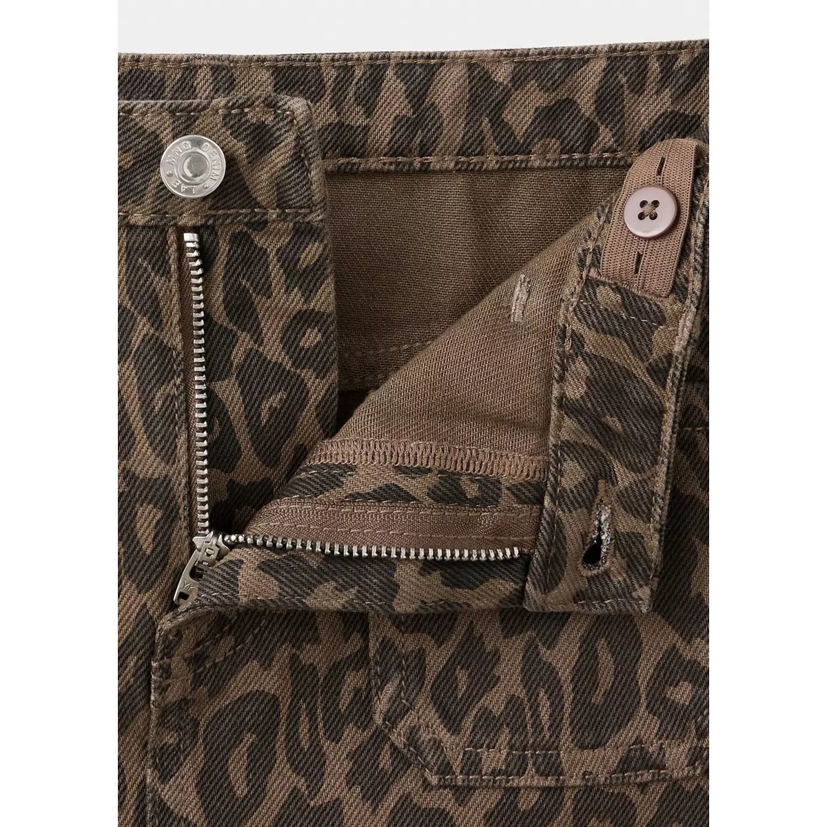Jupe en jean à imprimé animalier marron, MANGO KIDS