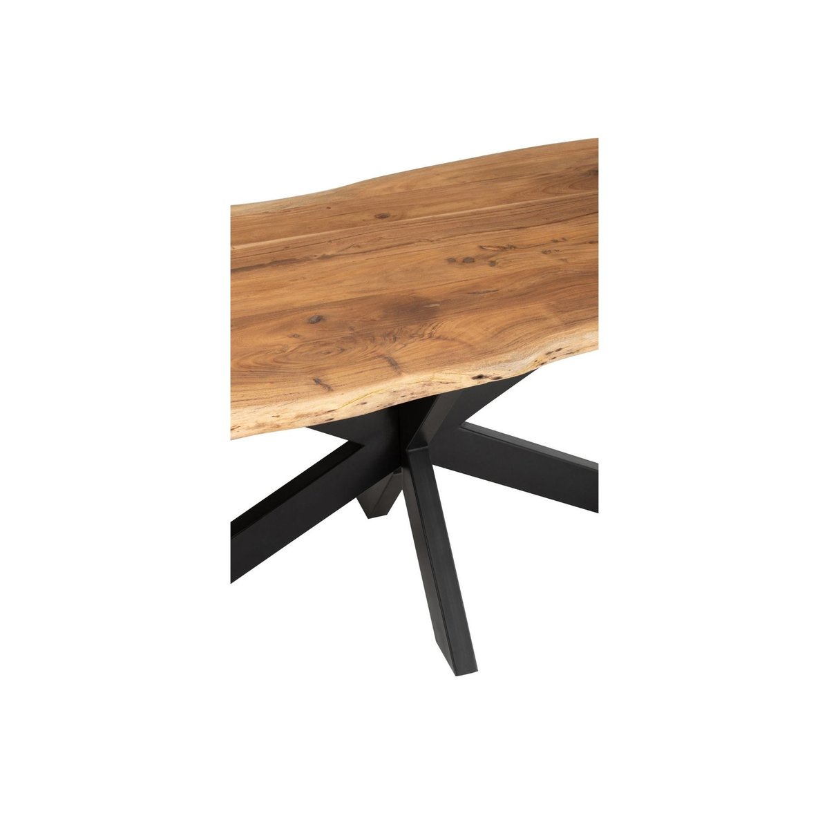Table de salle à manger rectangulaire en acacia et métal noir L200 - EDGAR acacia naturel, HELLIN, DEPUIS 1862