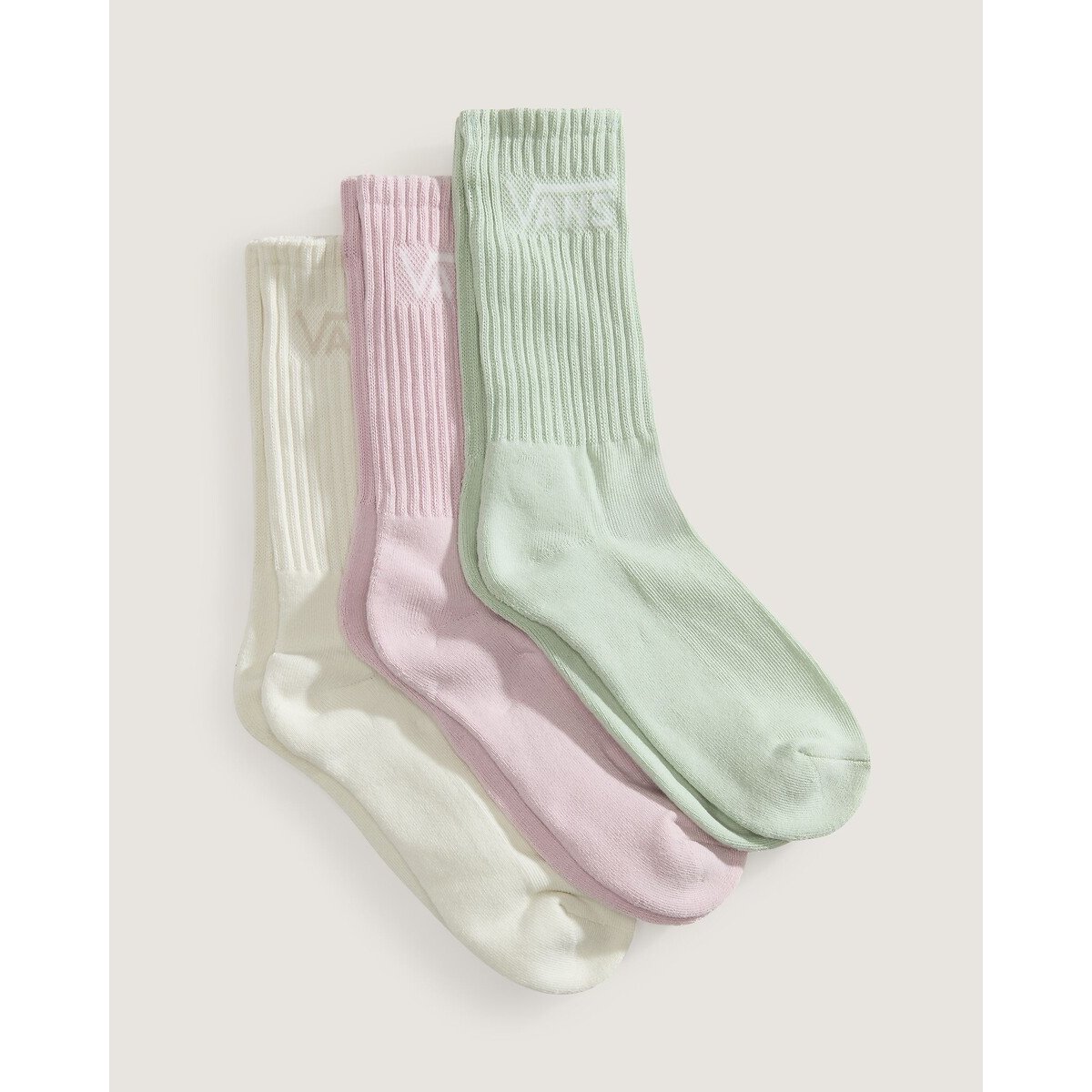 Lot de 3 chaussettes hautes blanc + rose + vert, VANS