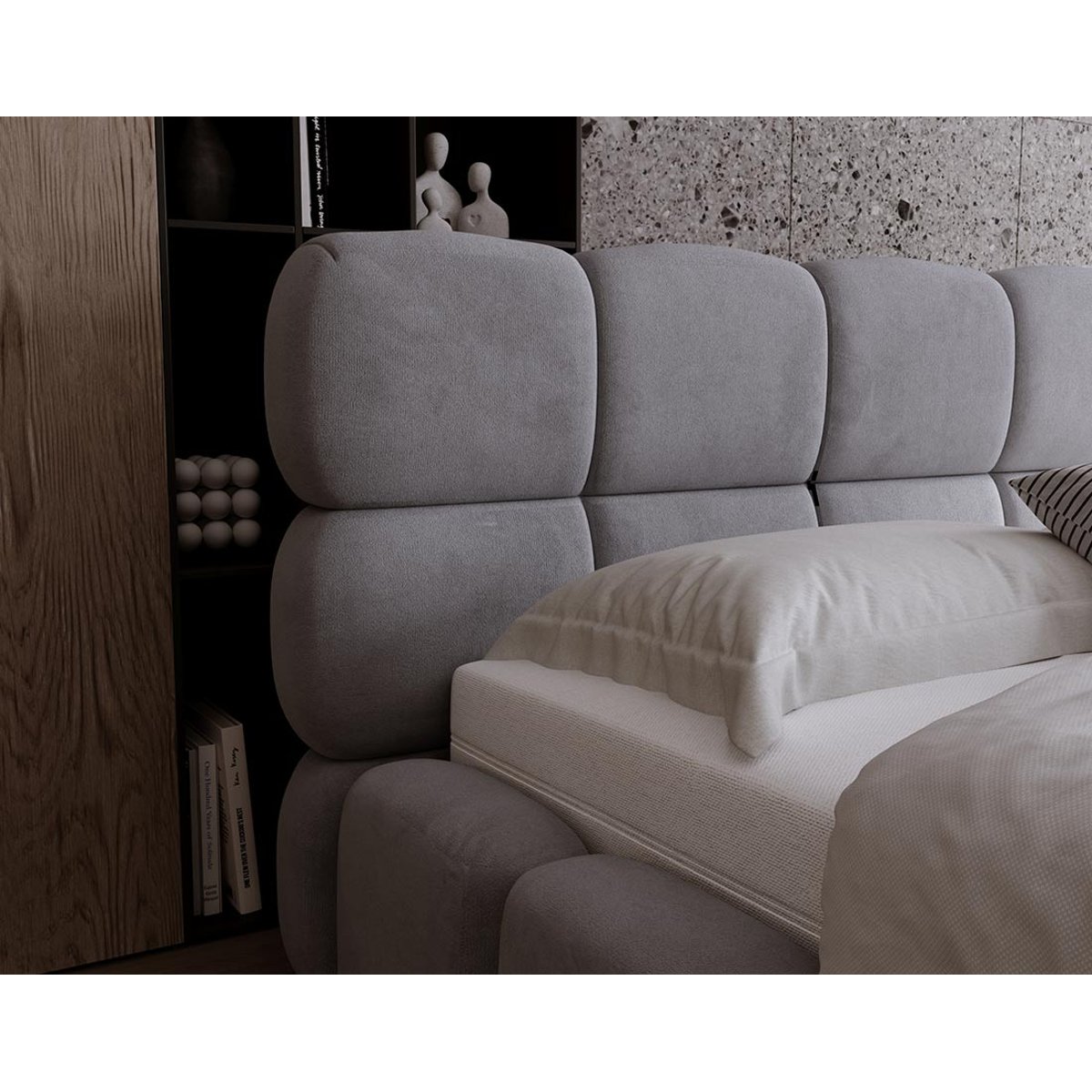 Lit coffre - MARIPOSA gris, BEST MOBILIER