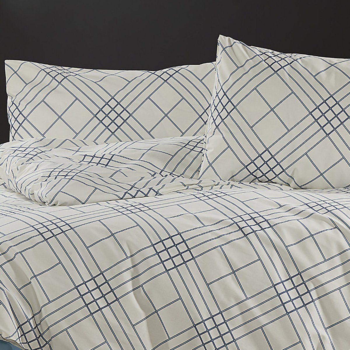 Paure de couette et tai(e) coton imprimé, faelora bleu, C DESIGN HOME TEXTILE