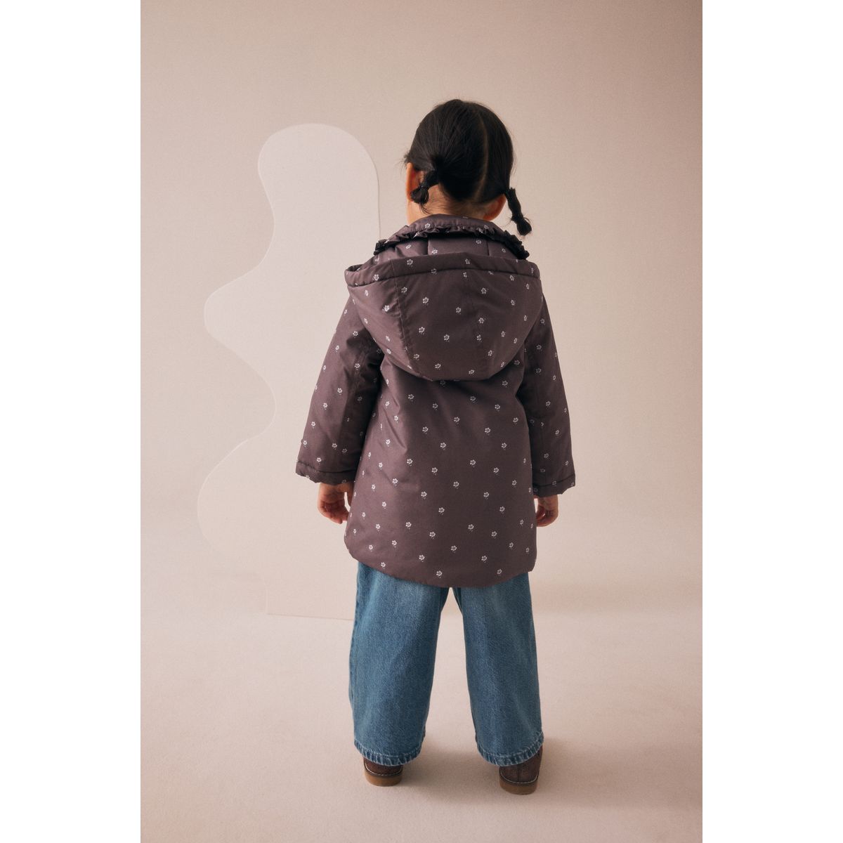 Manteau imperméable avec col orné de volants marron chocolat, NEXT