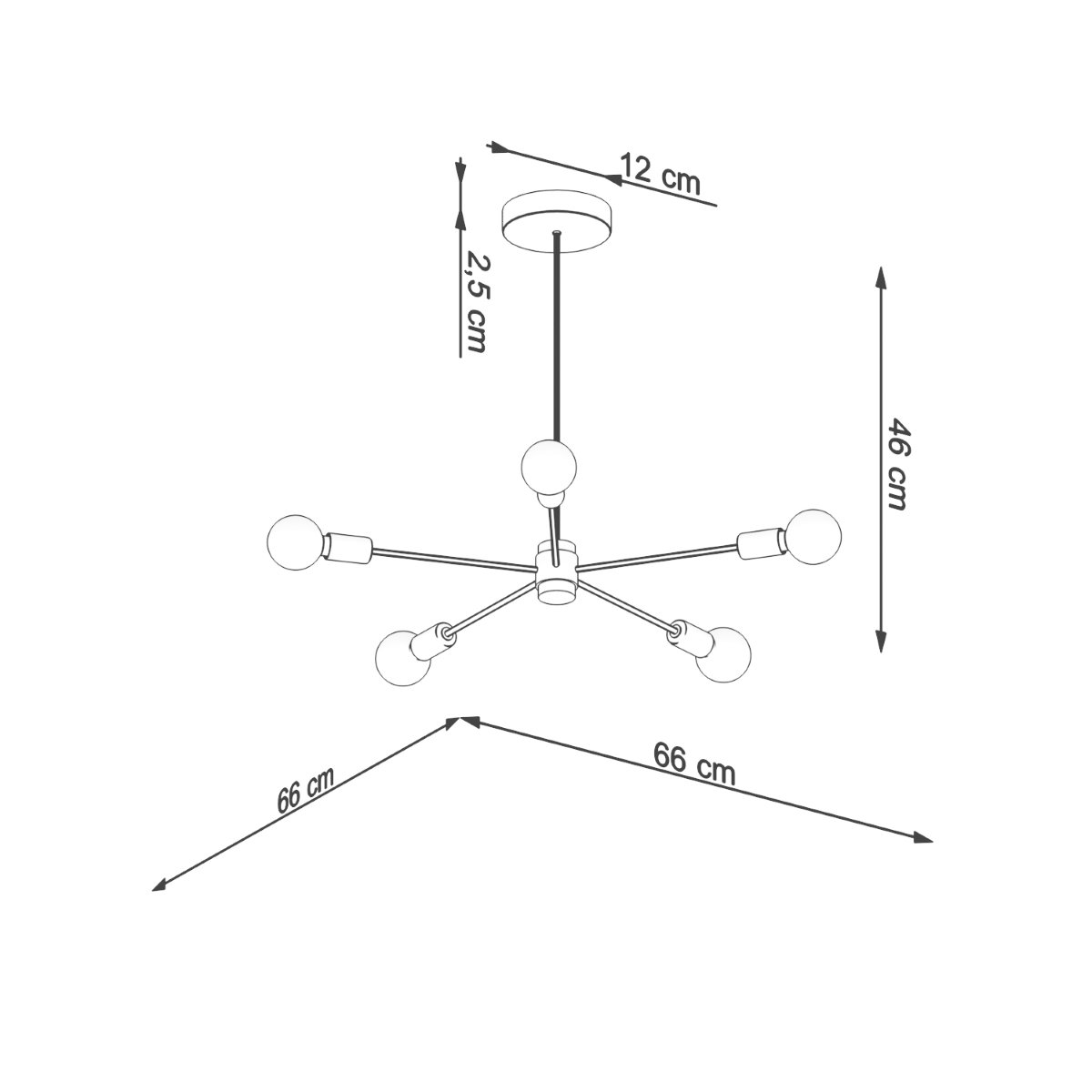 Suspension Acier Noir E27 5 Lango noir, EDEN