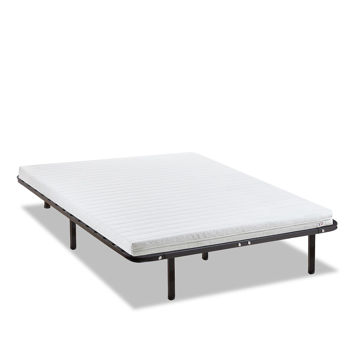 Ensemble Egio 140x190 cm Matelas Mousse + Sommier Métal blanc, OLYMPE LITERIE