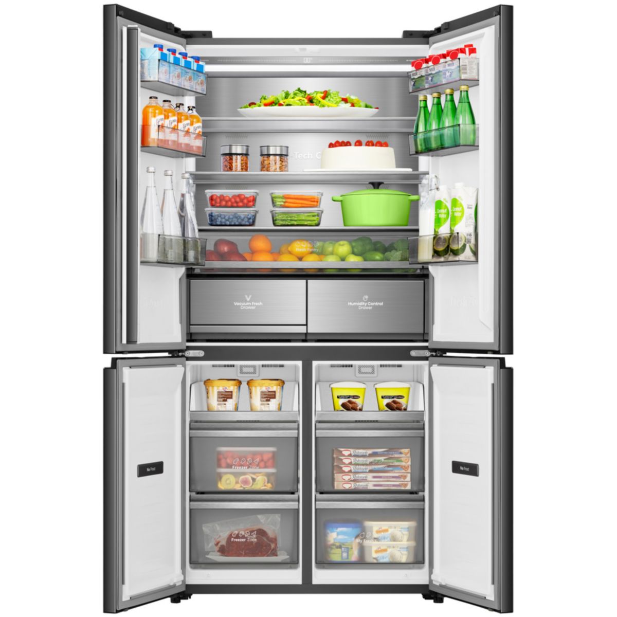 Réfrigérateur multi portes RQ768N4GBE freshfit noir, HISENSE