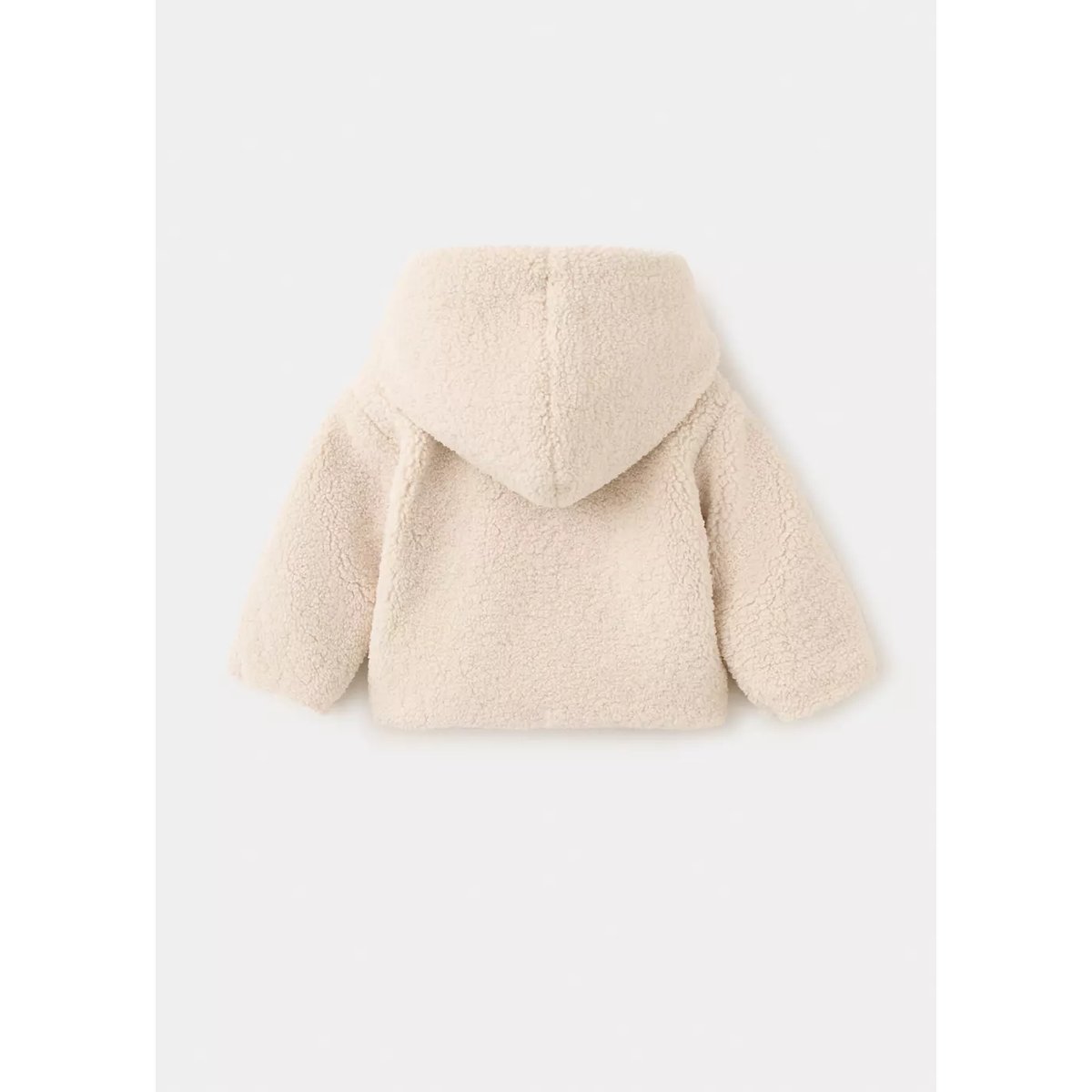 Manteau imitation mouton retourné capuche écru, MANGO BABY