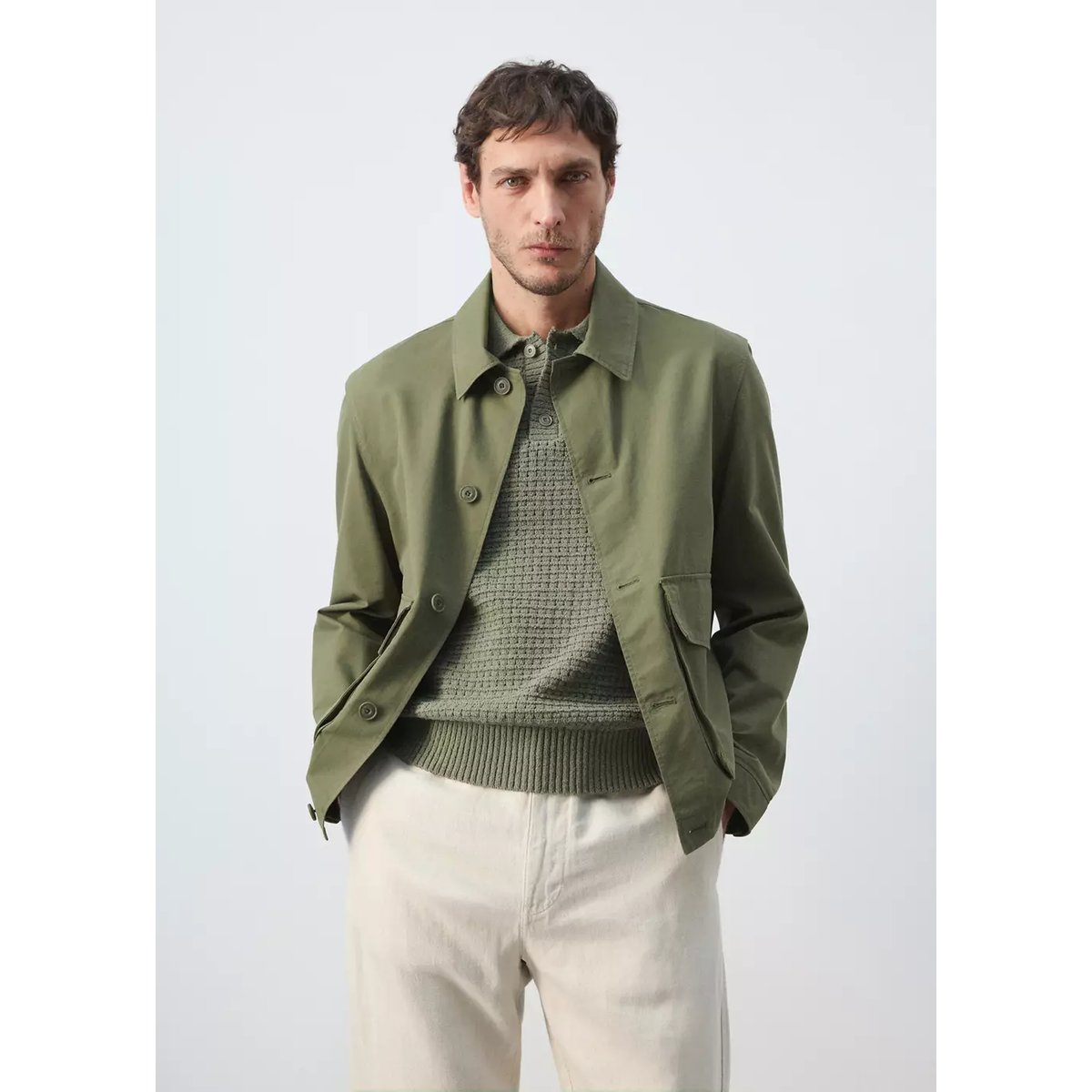 Veste légère coton lyocell kaki, MANGO MAN