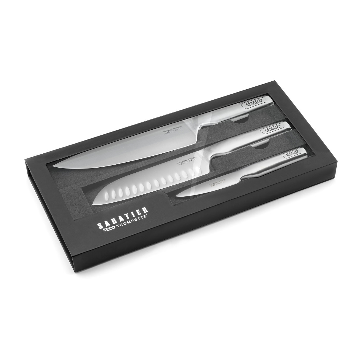Coffret magnet avec 3 couteaux de cuisine - inox, SABATIER TROMPETTE