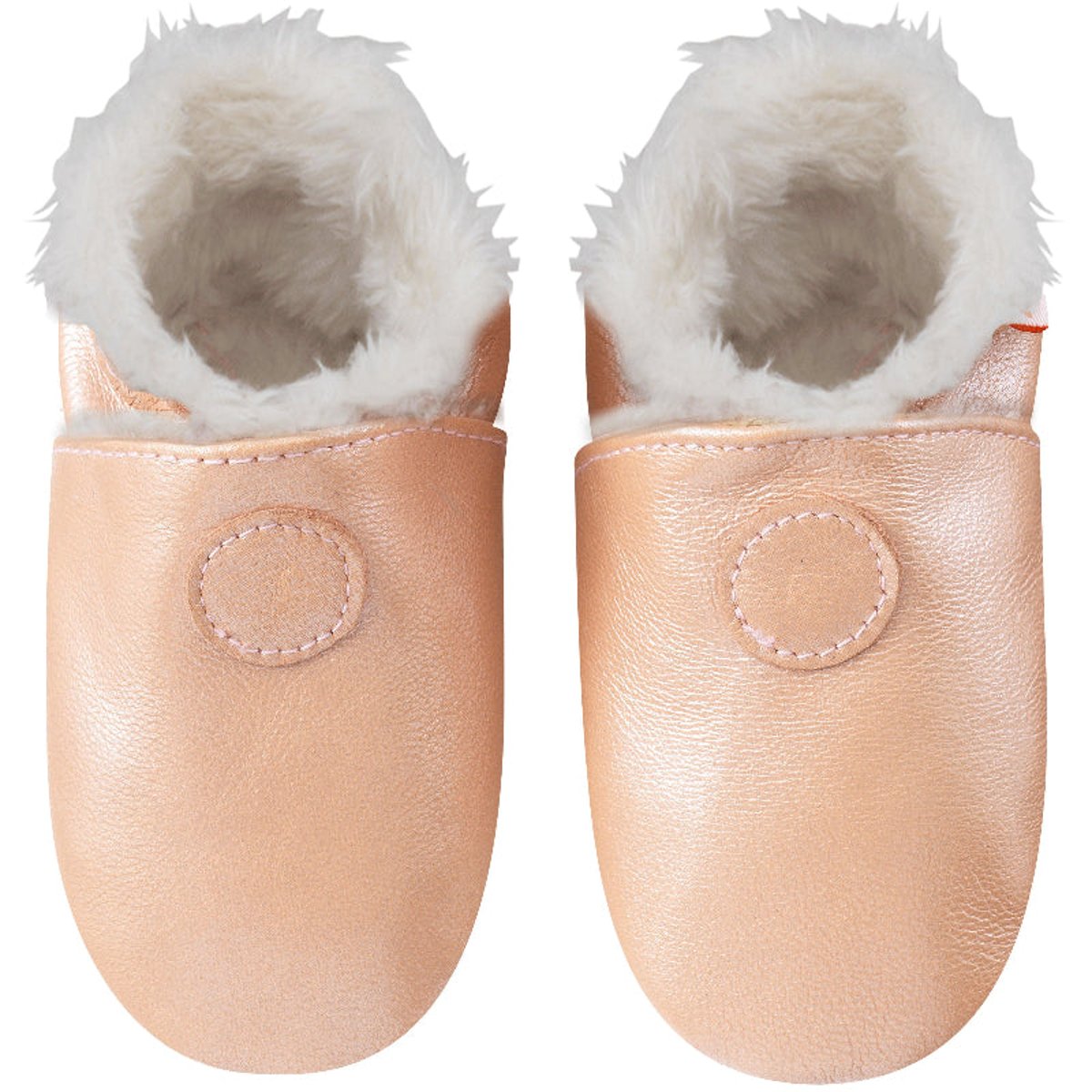 Chaussons cuir souple uni fourrés rose, TICHOUPS