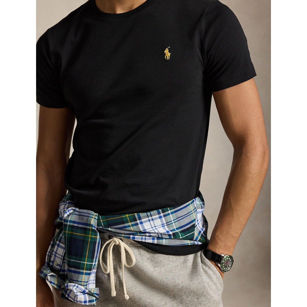T-shirt de manga curta, CUSTOM SLIM FIT preto , POLO RALPH LAUREN