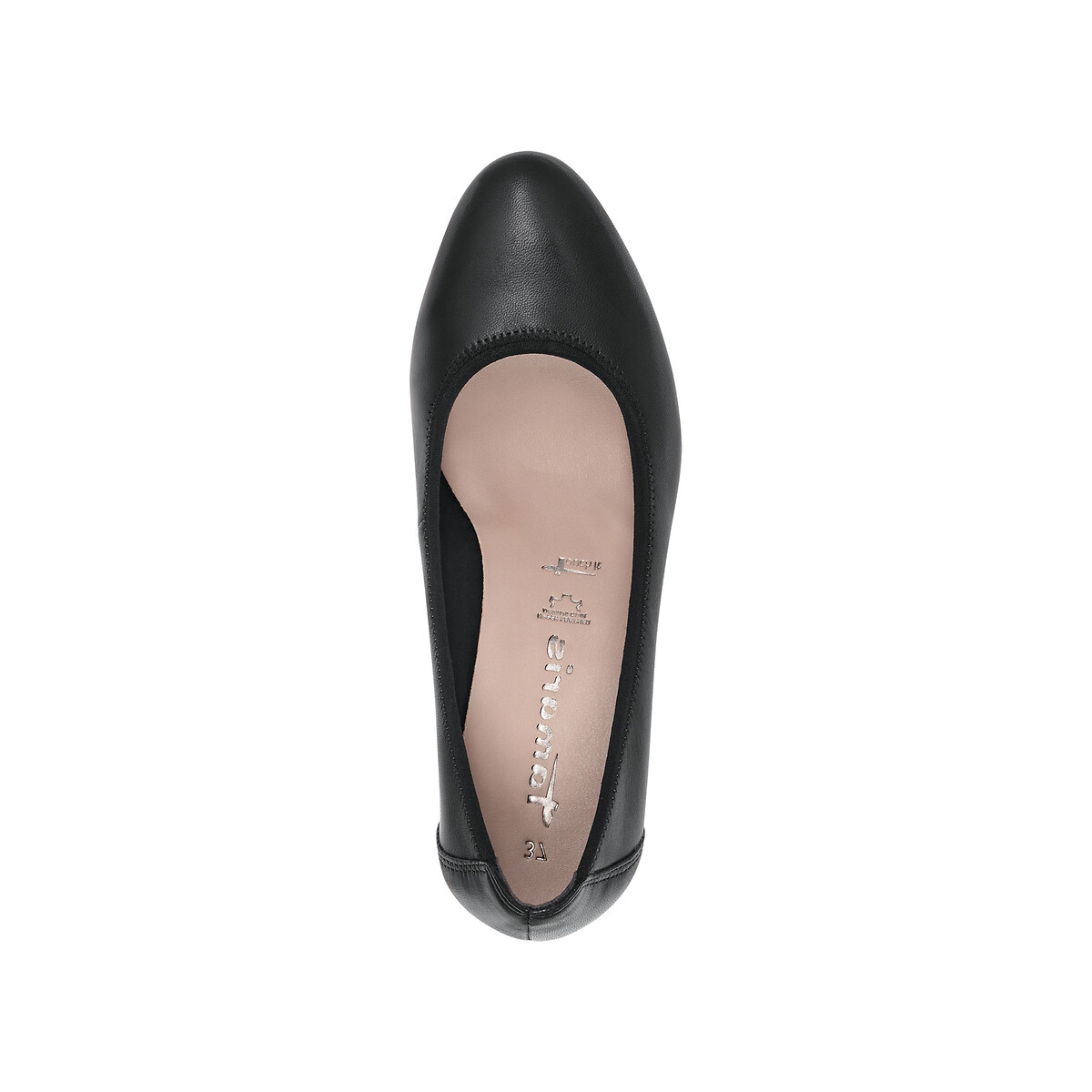 Ballerines talon compensé en cuir noir, TAMARIS