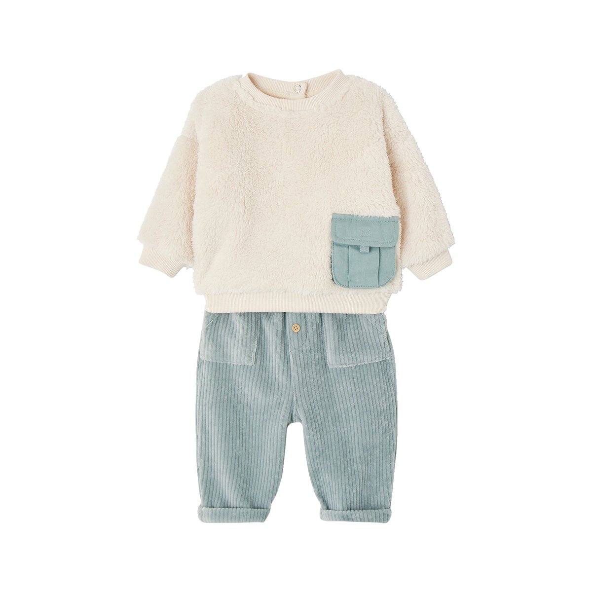 Ensemble Sweat-Shirt + Pantalon Bébé HYGGE vert d'eau, VERTBAUDET