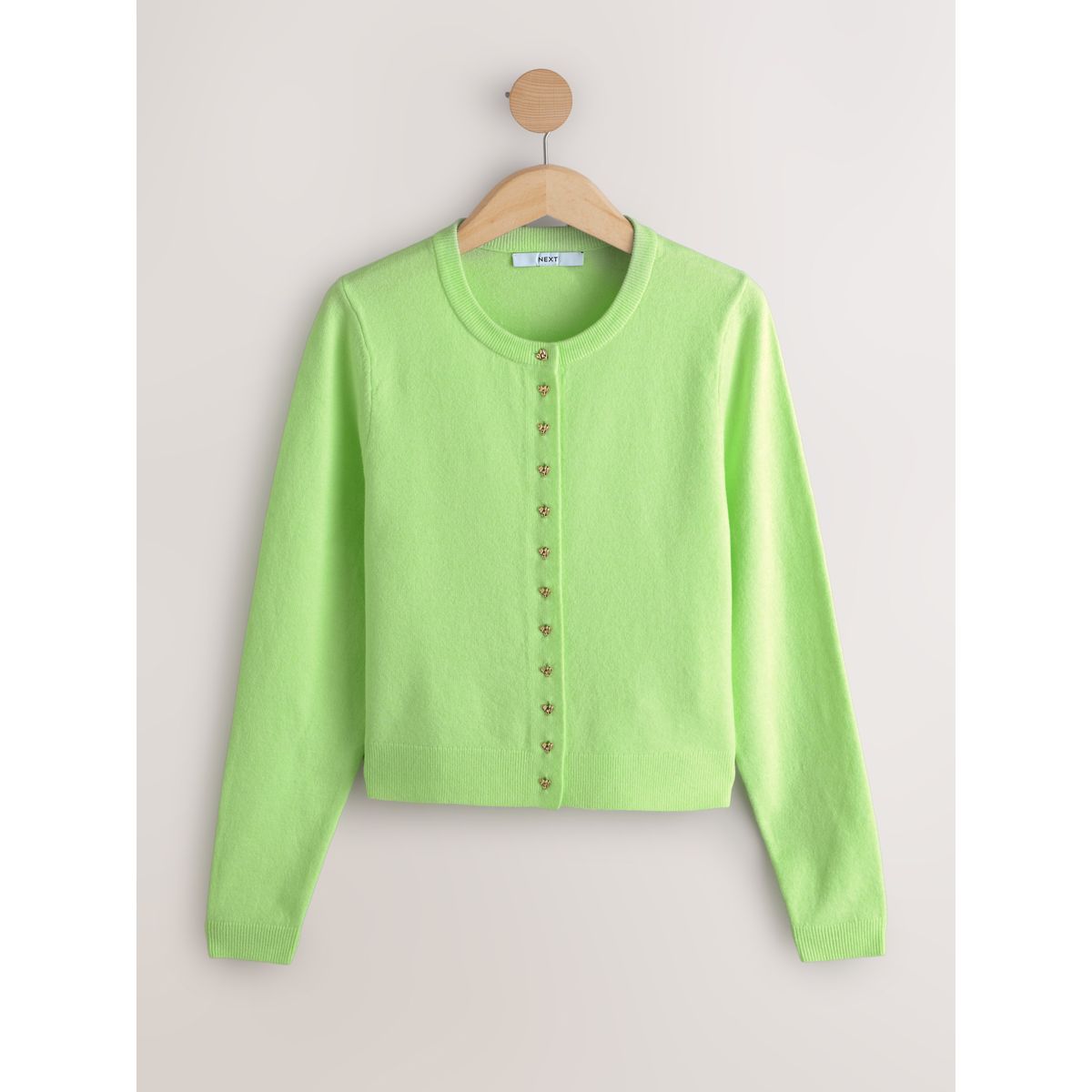 Cardigan slim ras du cou en mélange de laine vert fluo, NEXT