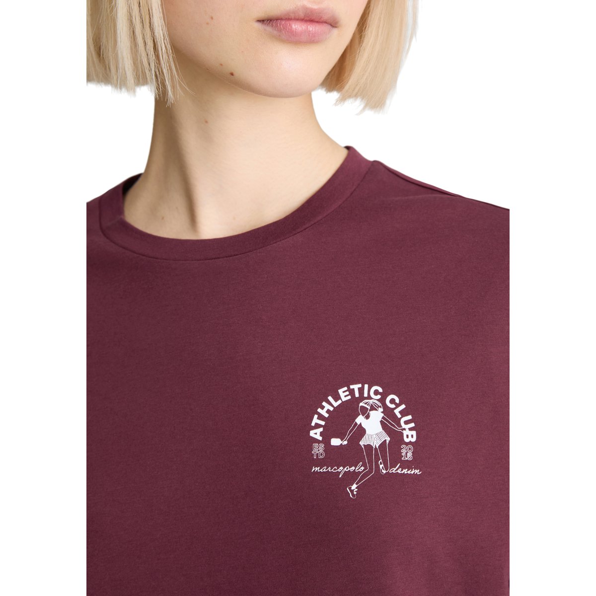 T-shirt DfC relaxed en Basic Single Jersey rouge foncé, MARC O’POLO DENIM