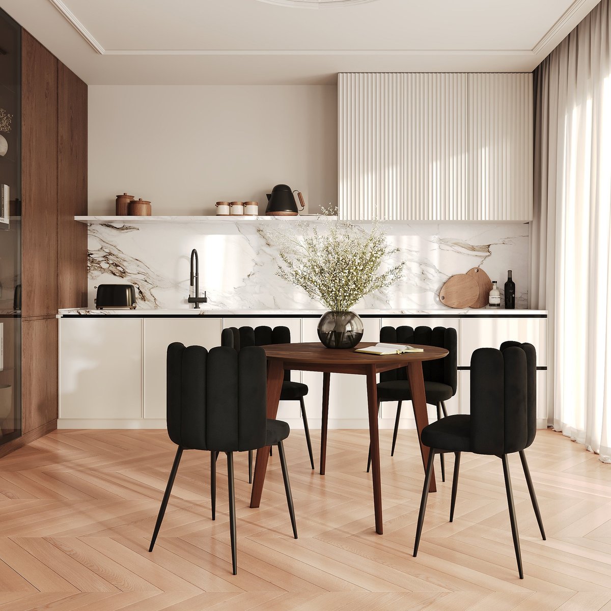 Lot de 2 chaises en velours et pieds en métal - ROSY noir, MAISON PAVANE