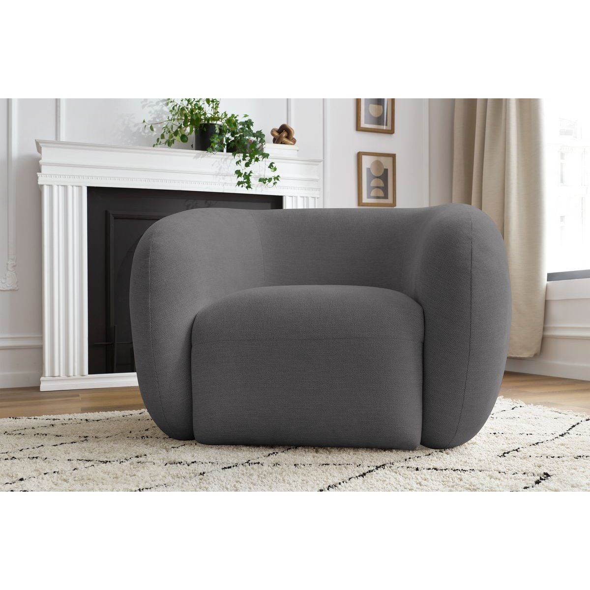Fauteuil tissu, CELINE gris foncé, BOBOCHIC