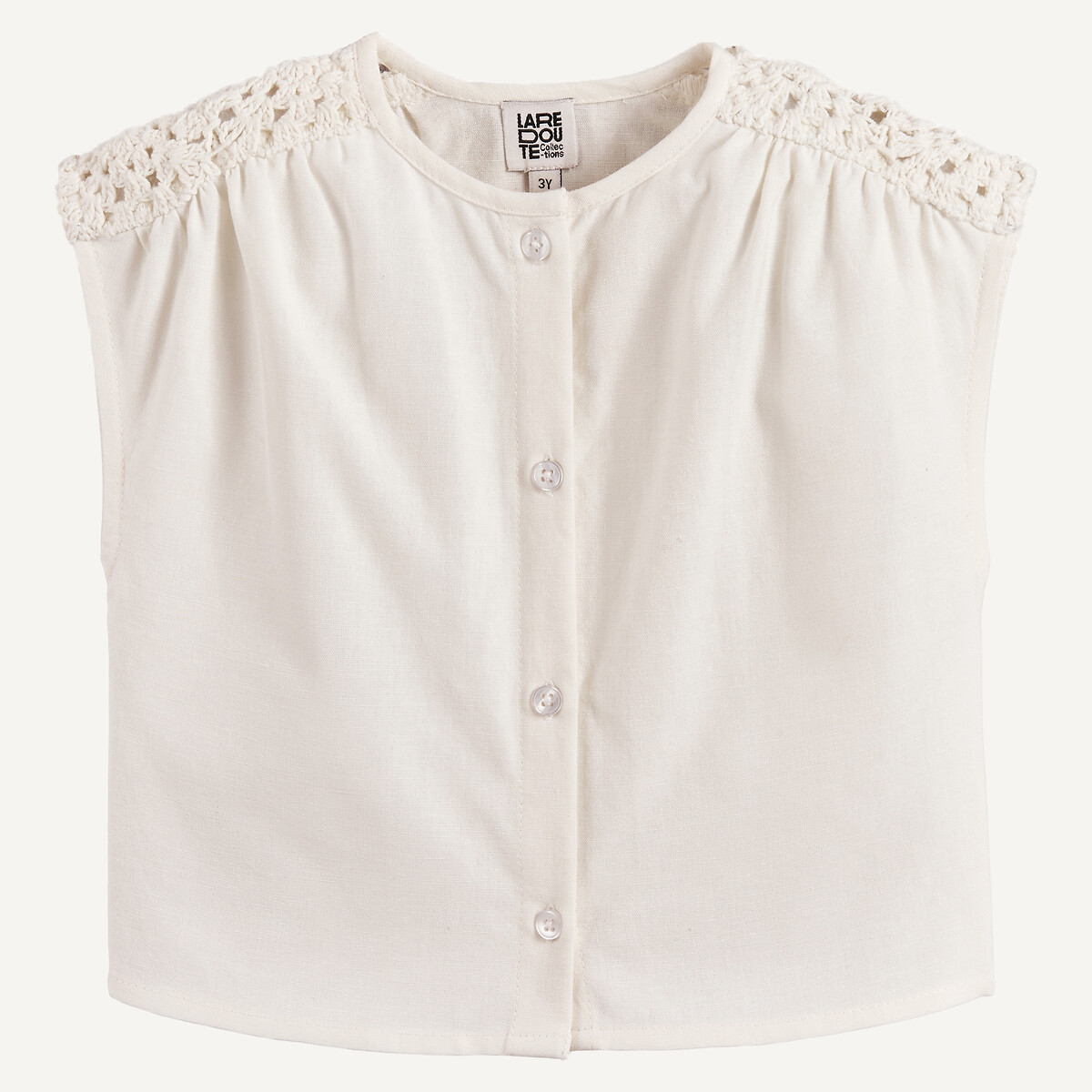 Cotton Macramé Shoulder Detail Sleeveless Blouse ecru , LA REDOUTE COLLECTIONS
