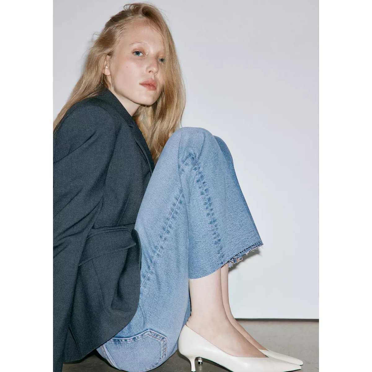 Jean Sienna flare crop bleu moyen, MANGO