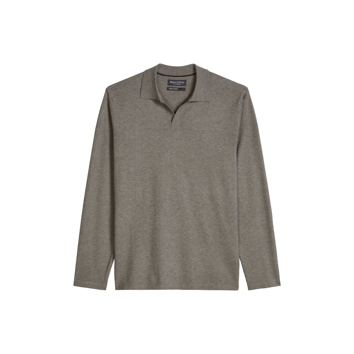 Polo en tricot régulier en mélange de coton et de cachemire bio gris, MARC O'POLO