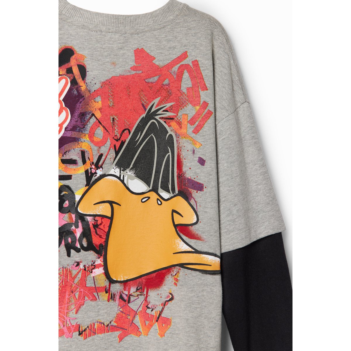 T-shirt manches doubles Looney Tunes gris, DESIGUAL