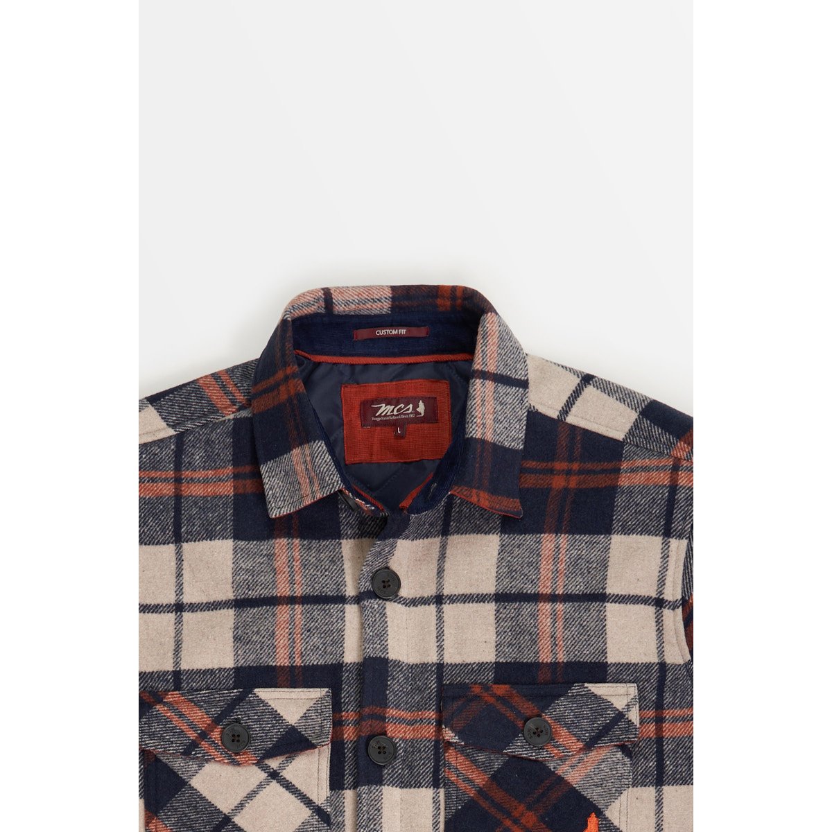 Surchemise flanelle épaisse à carreaux bleu marine, MCS