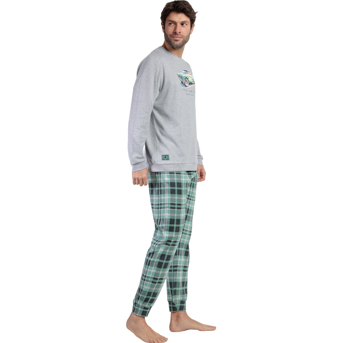 Pyjama pantalon top manches longues Vintage Car Lois gris, ADMAS