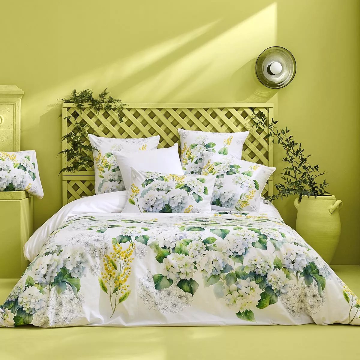 Parure de lit percale de coton ANNABELLE mimosa, GARNIER THIEBAUT