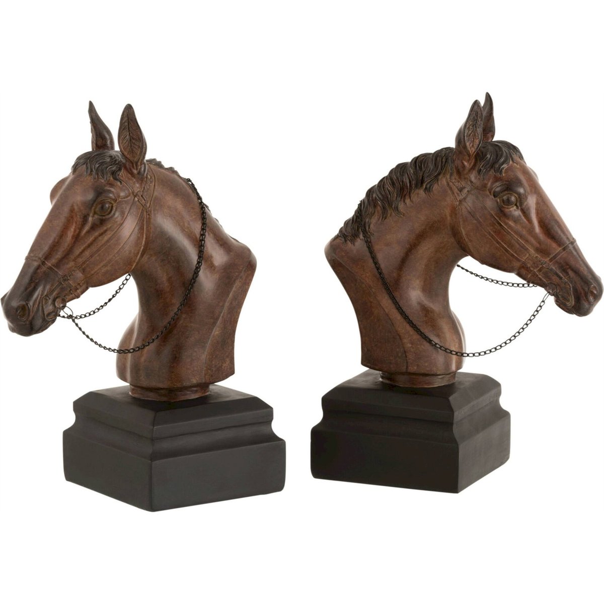 Serre-livres cheval en résine, Lot de 2 marron et noir, RECOLLECTION