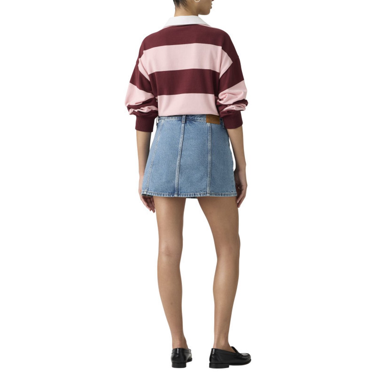 Jupe courte en coton bleu uni avec une coupe droite et une fermeture boutonnée bleu, LEVI'S