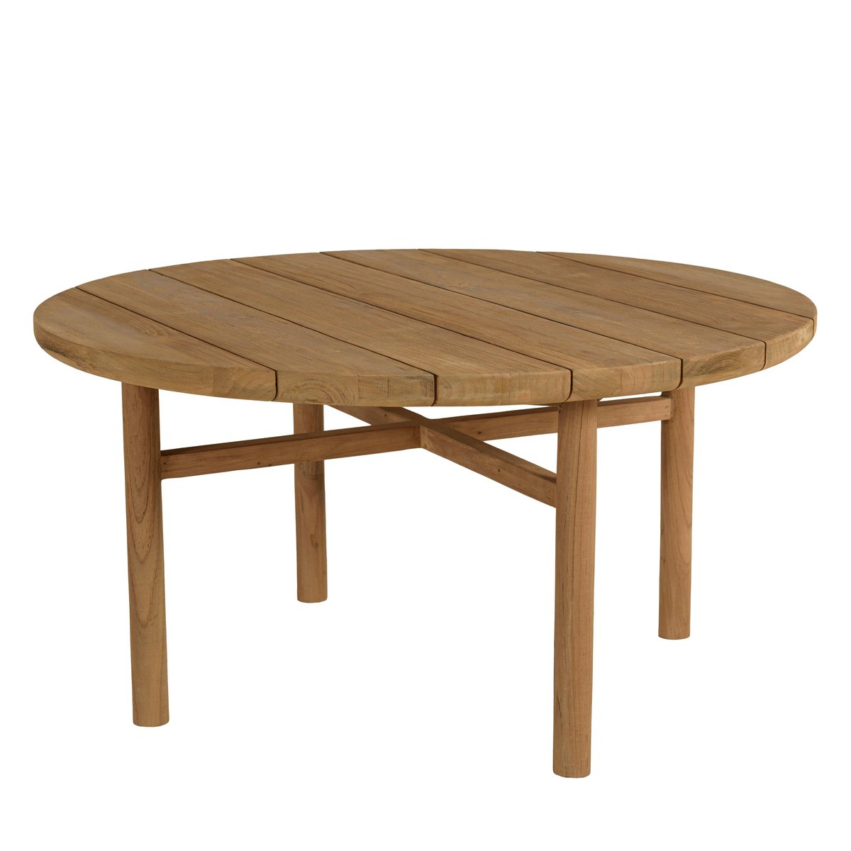 Table basse de jardin ronde en bois de teck recyclé naturel D80 cm SANTO bois naturel, PIER IMPORT