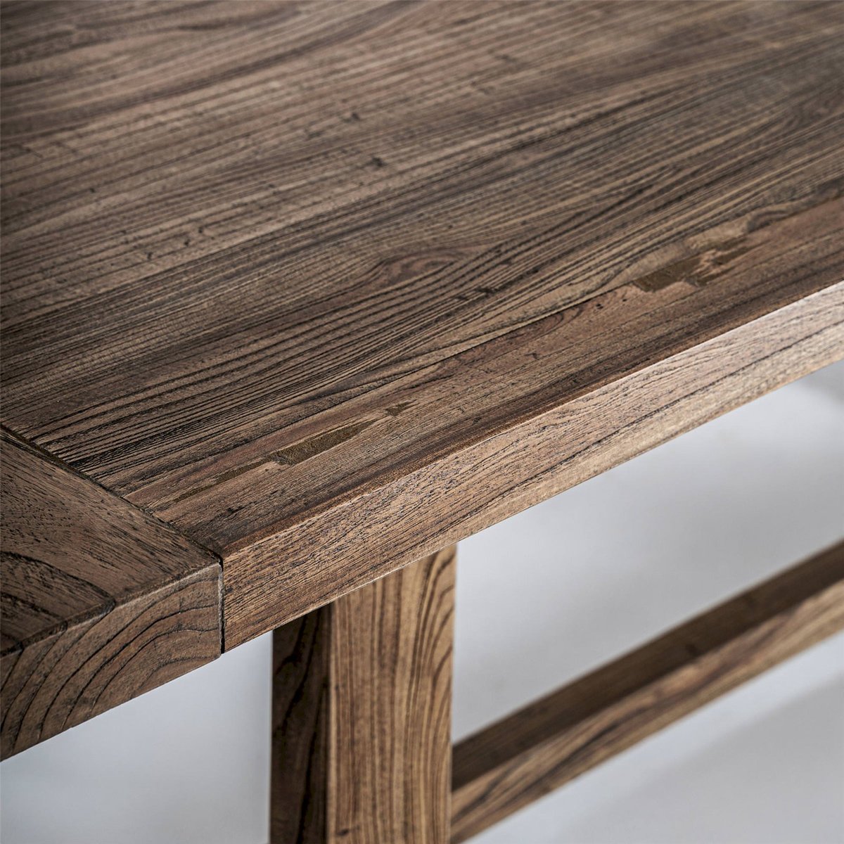Table de salle à manger en bois et marbre marron bois d'orme marbré, RECOLLECTION