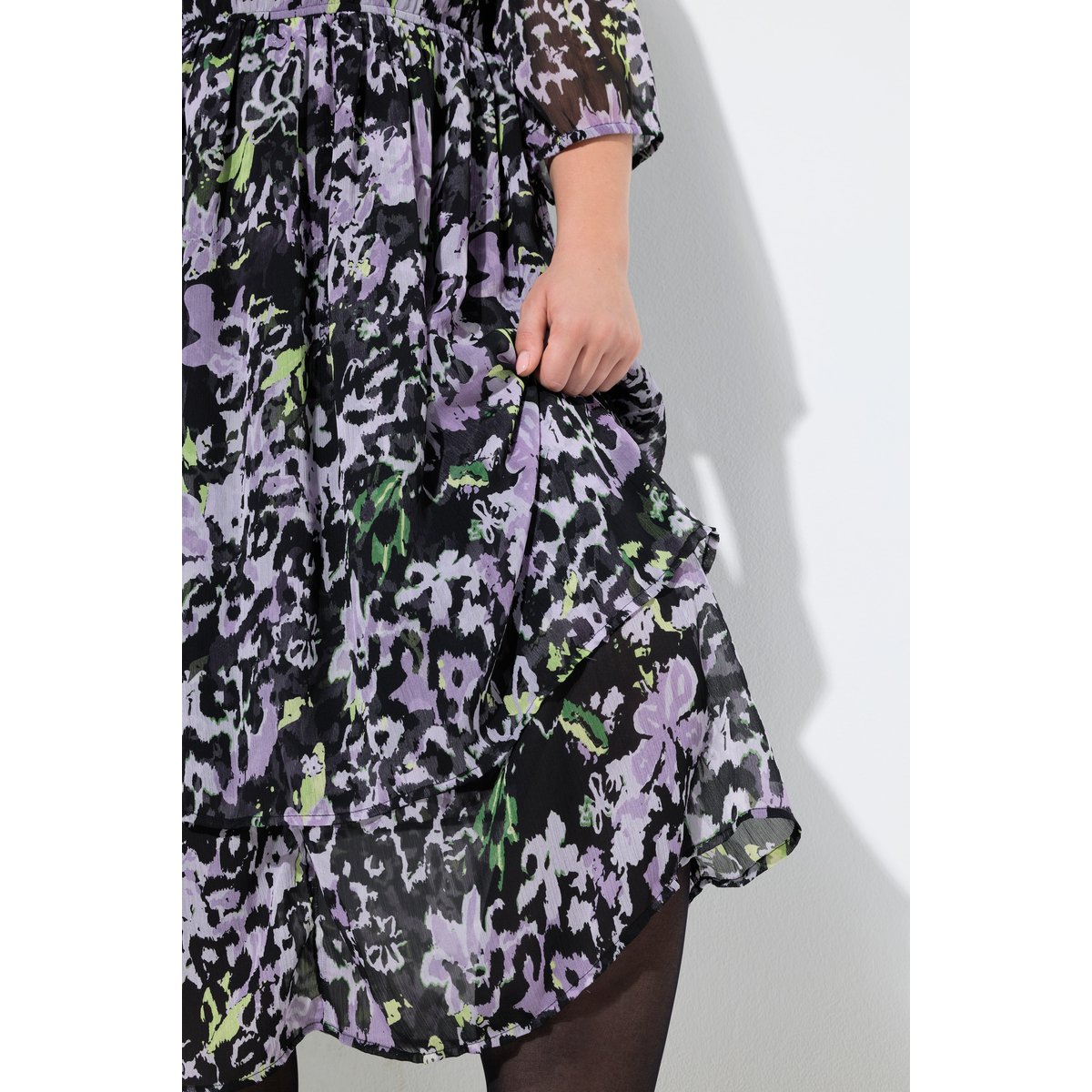 Robe midi en mousseline à fleurs lavande, ULLA POPKEN