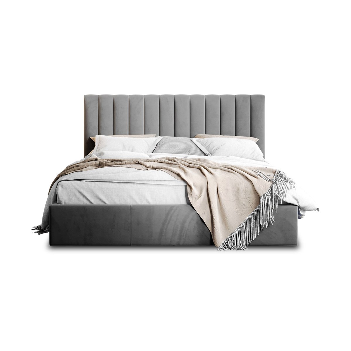 Lit coffre - ROSARIO gris, BEST MOBILIER