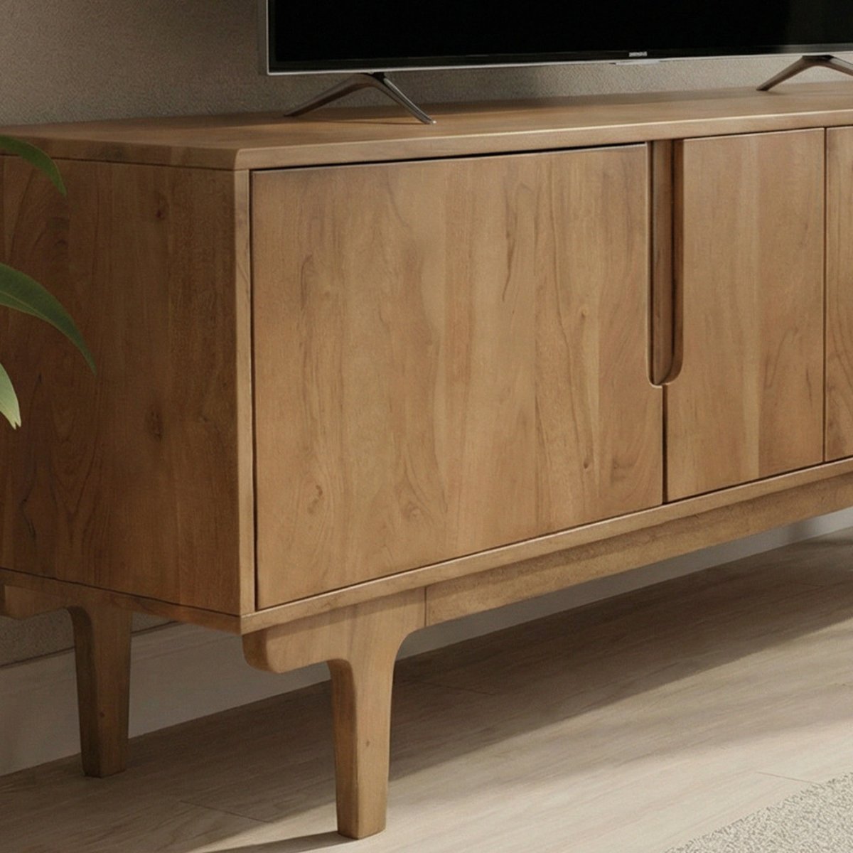 Meuble tv 4 portes en bois massif L150cm- BOGOR bois, DRAWER