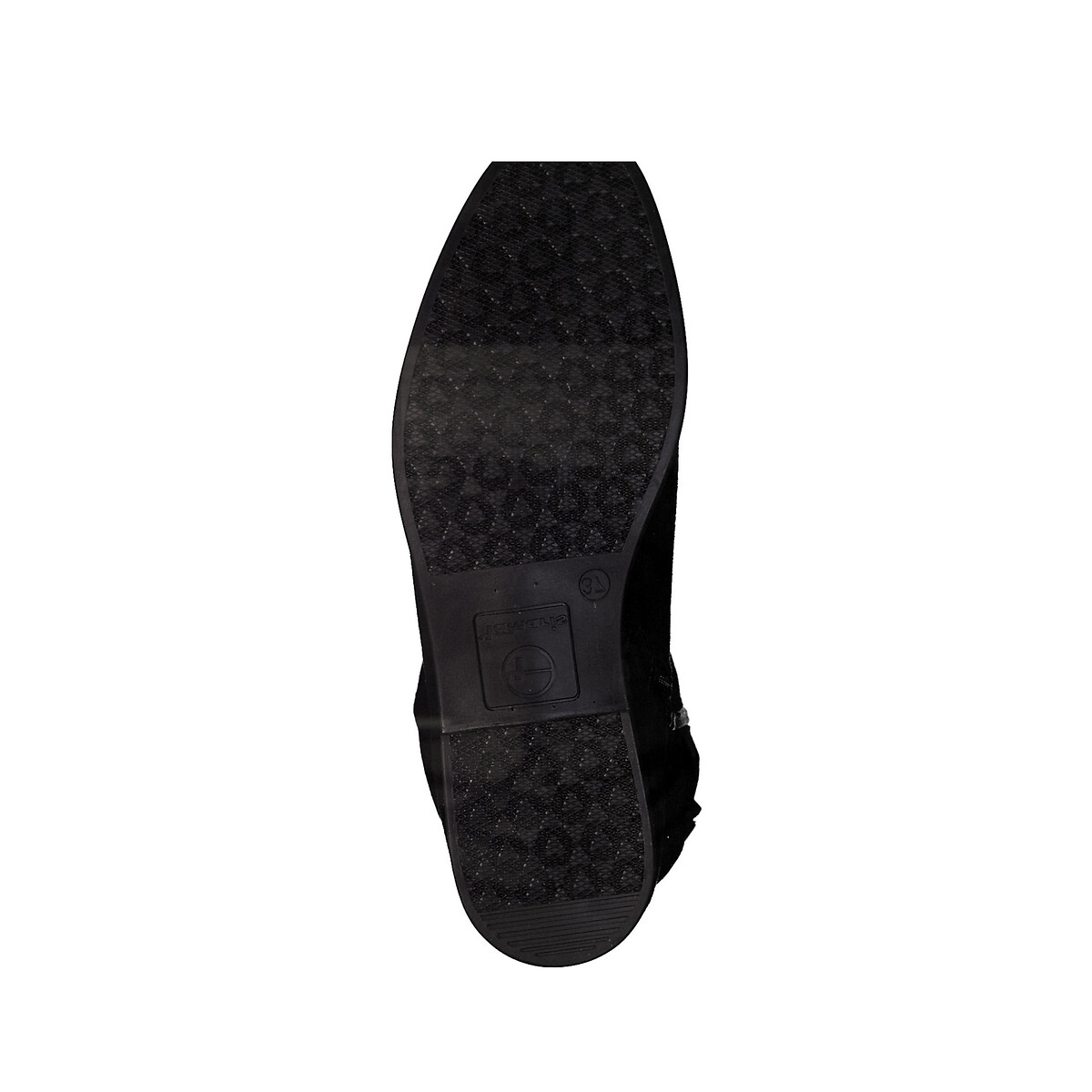 Suede Flat Calf Boots black, TAMARIS