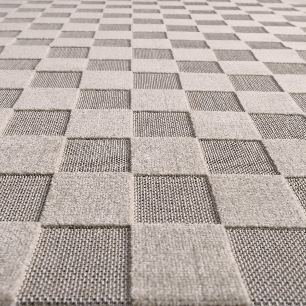 Tapis contemporain design damier DAMAS ecru beige, NATTIOT