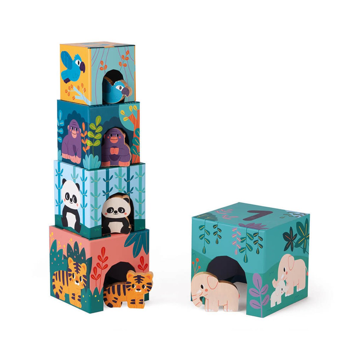 Pyramide Et Figurines Animaux multicolore, JANOD