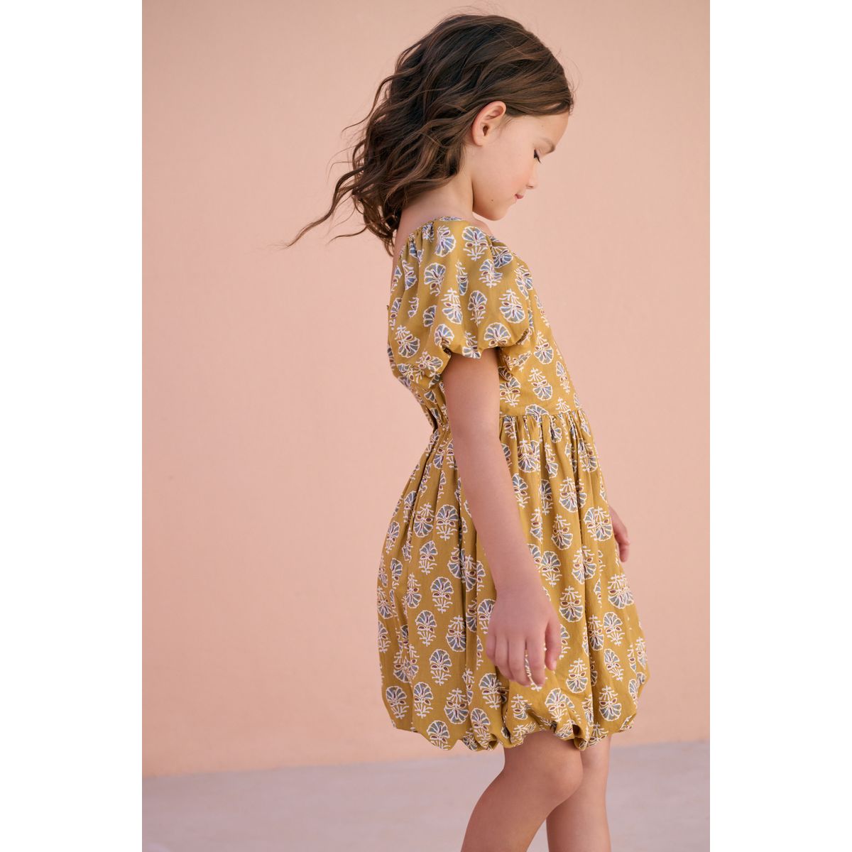 Robe bouffante imprimé jaune, NEXT