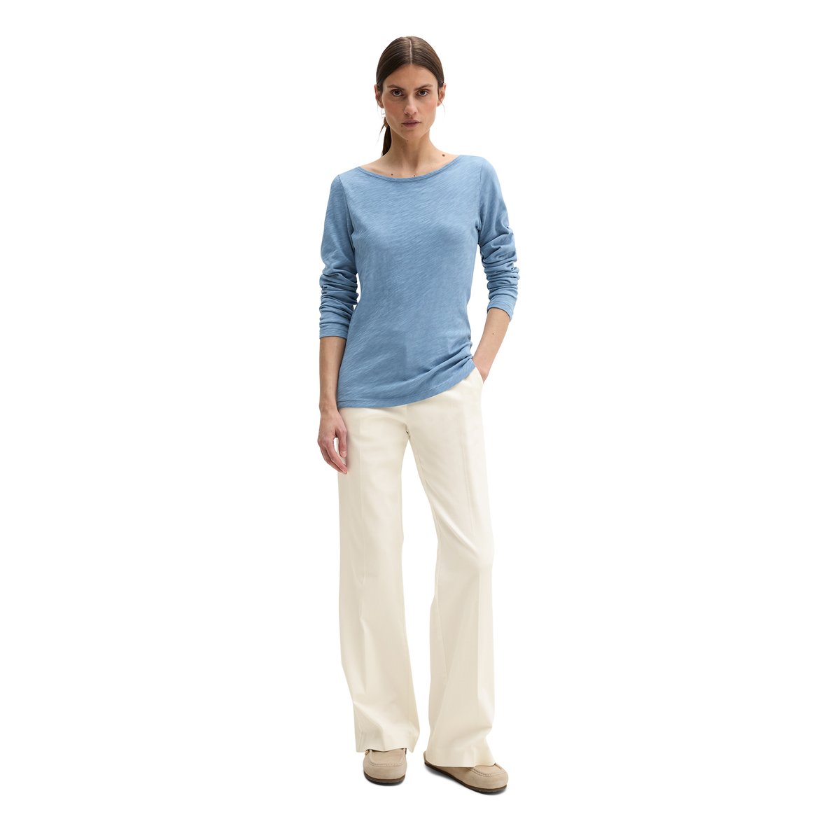 T-shirt long U-Boot DfC regular en qualité Organic Cotton bleu moyen, MARC O'POLO