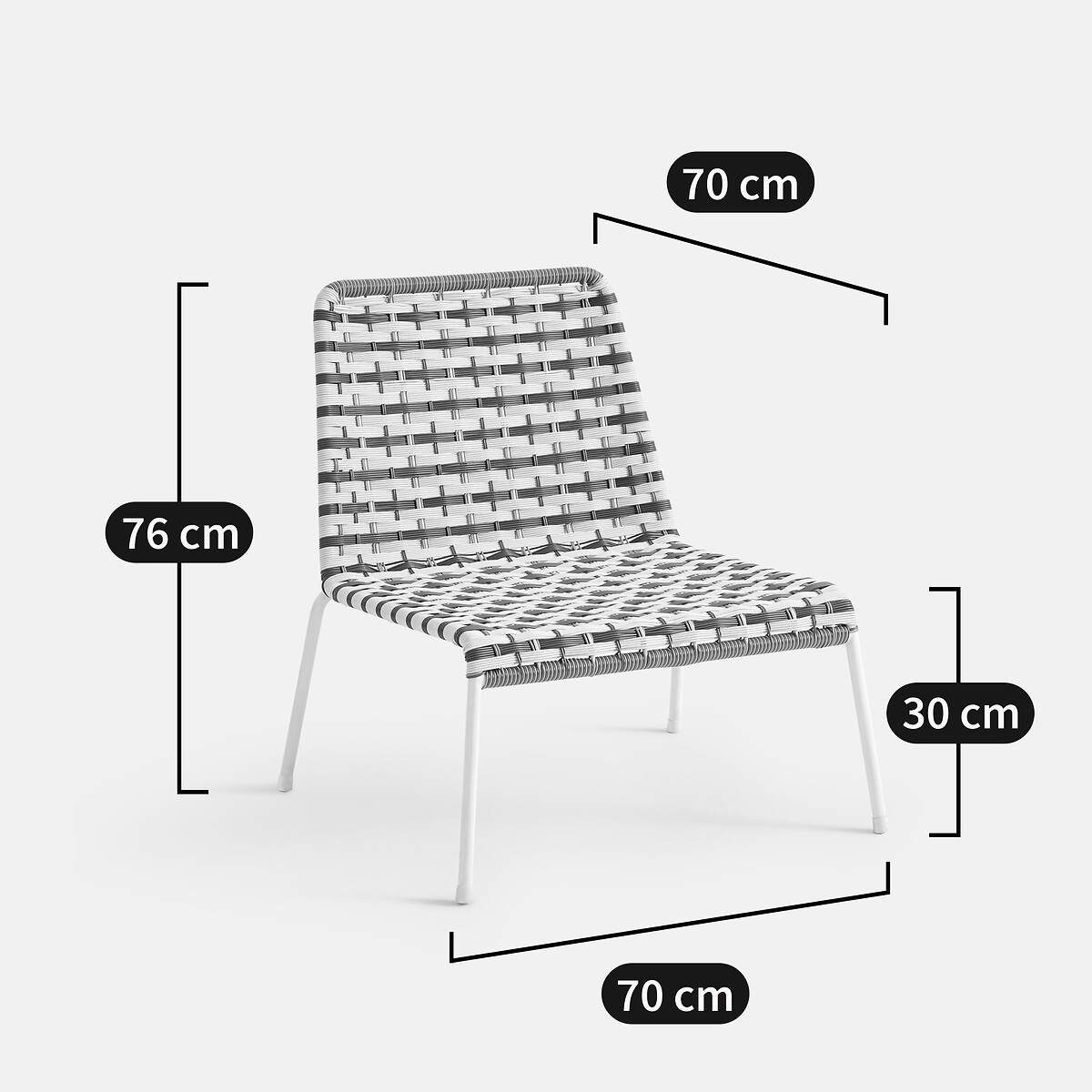 Velrose Low Garden Chair pink/green stripe, LA REDOUTE INTERIEURS