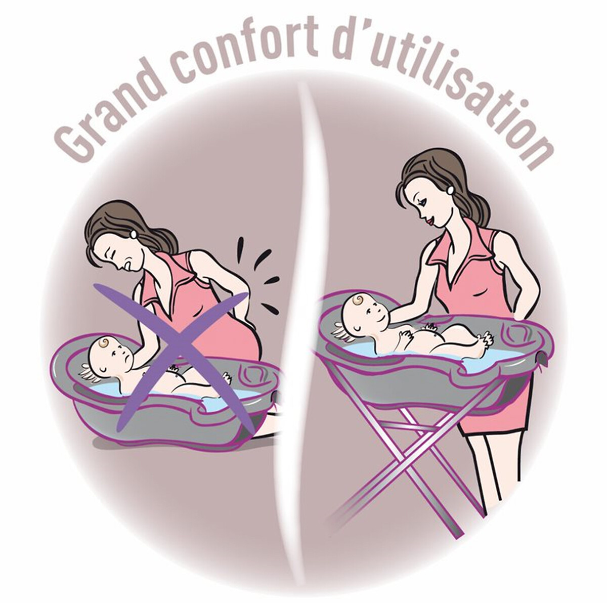 Support baignoire bébé anatomy 80800742 gris, TIGEX