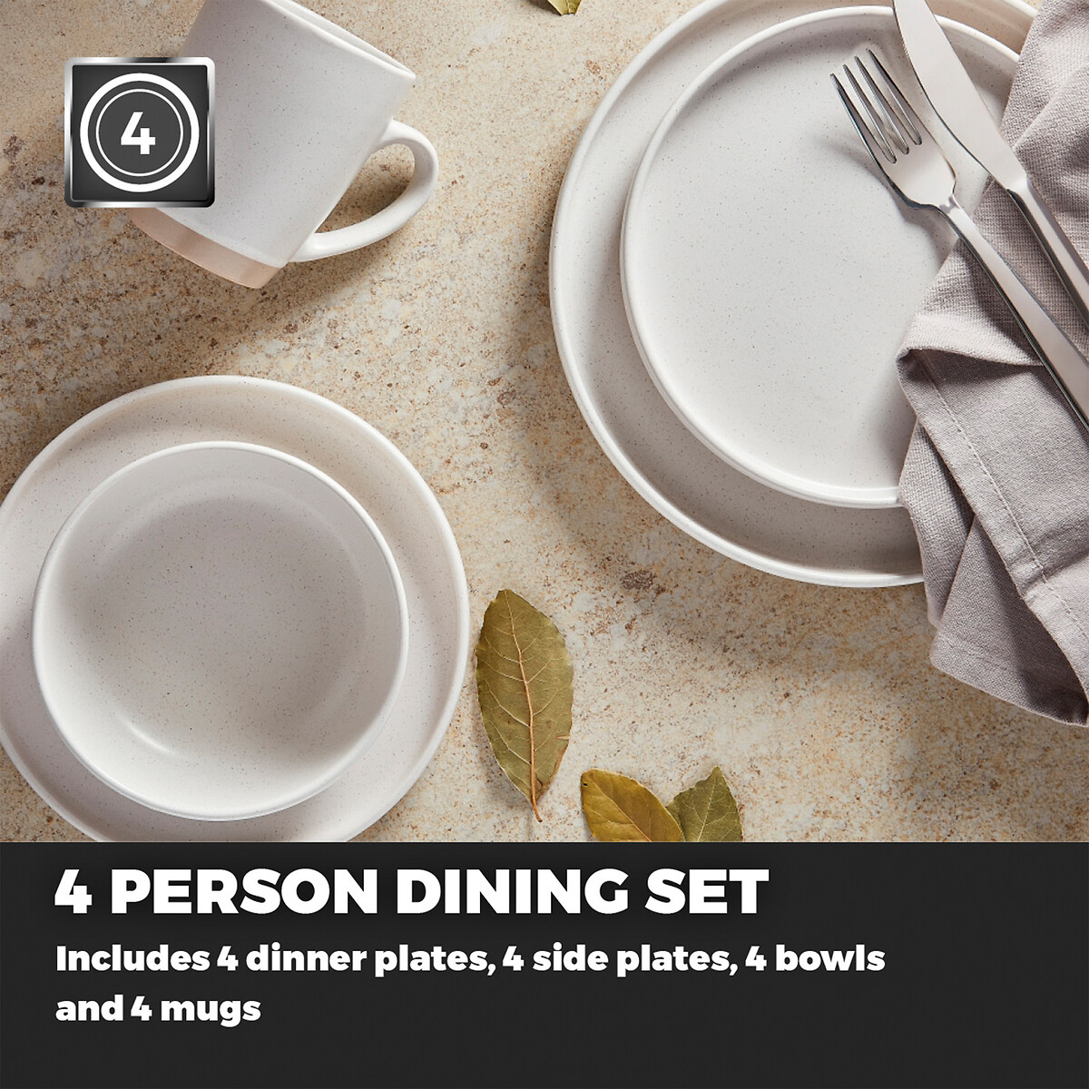 16-Piece Avena Dinner Set white, BARBARY & OAK