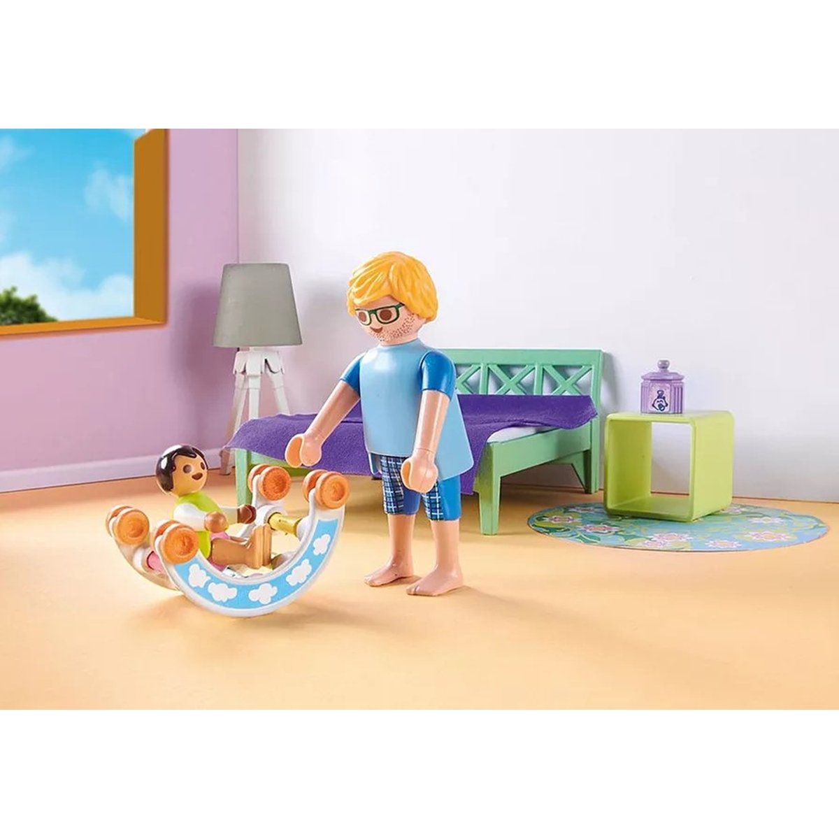 Chambre de parents avec berceau suspendu multicolore, PLAYMOBIL
