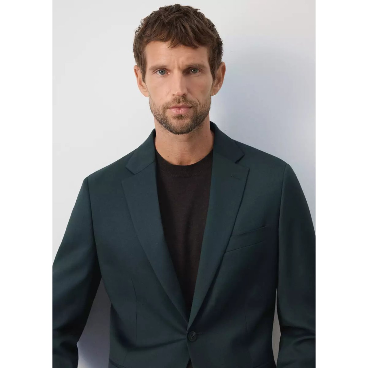 Veste costume Turin 100 % laine vierge vert foncé, MANGO MAN