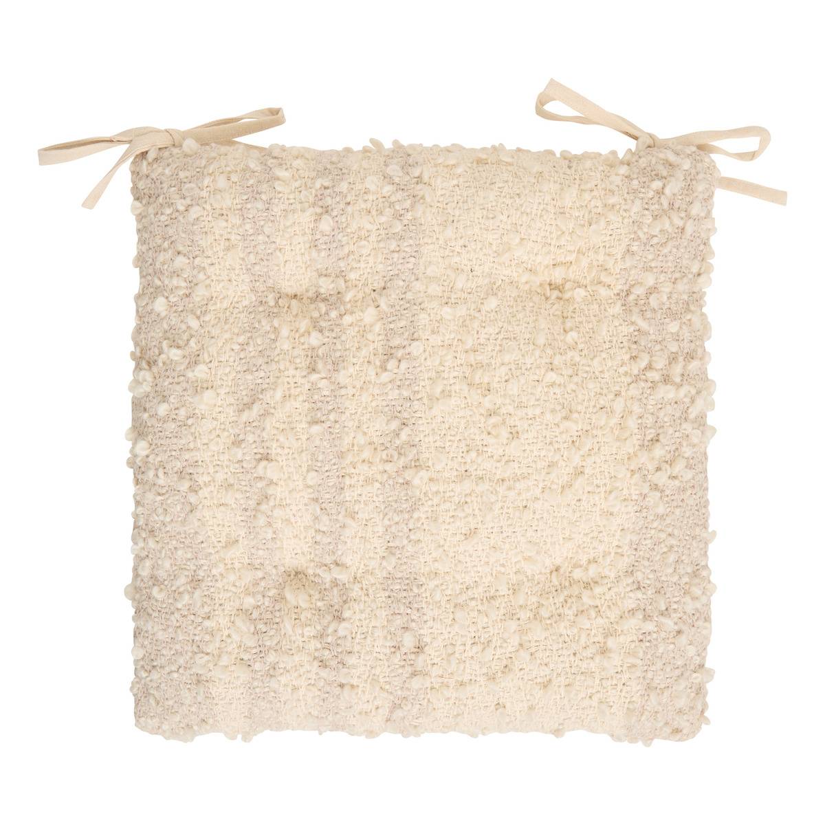 Galette de chaise carrée en coton BERYL beige lin, ATMOSPHERA