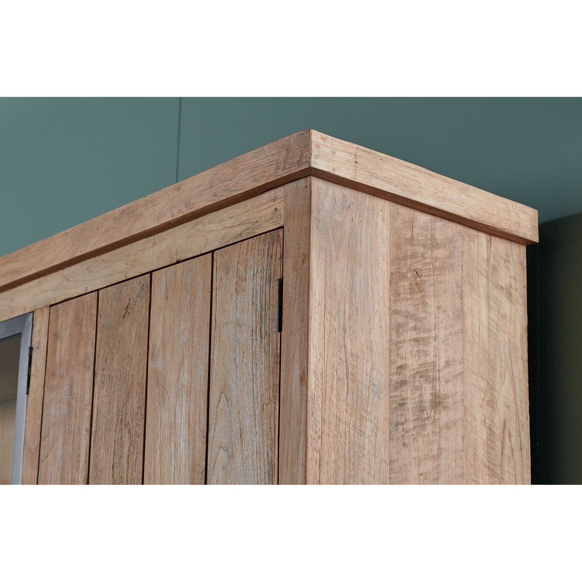 Buffet vaisselier en bois recyclé 3 portes 4 tiroirs éclairage LED - LINAS bois clair, HELLIN, DEPUIS 1862