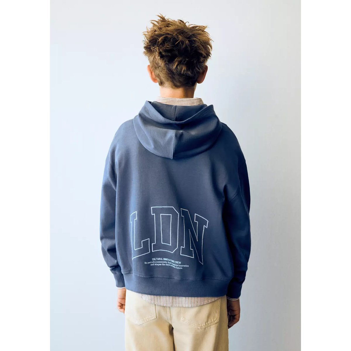 Sweat à capuche effet délavé bleu, MANGO KIDS