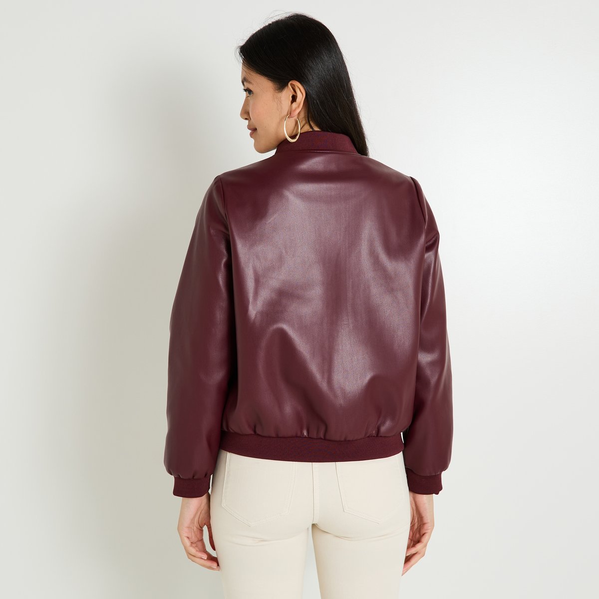 Bomber en simili orange bordeaux, GRAIN DE MALICE