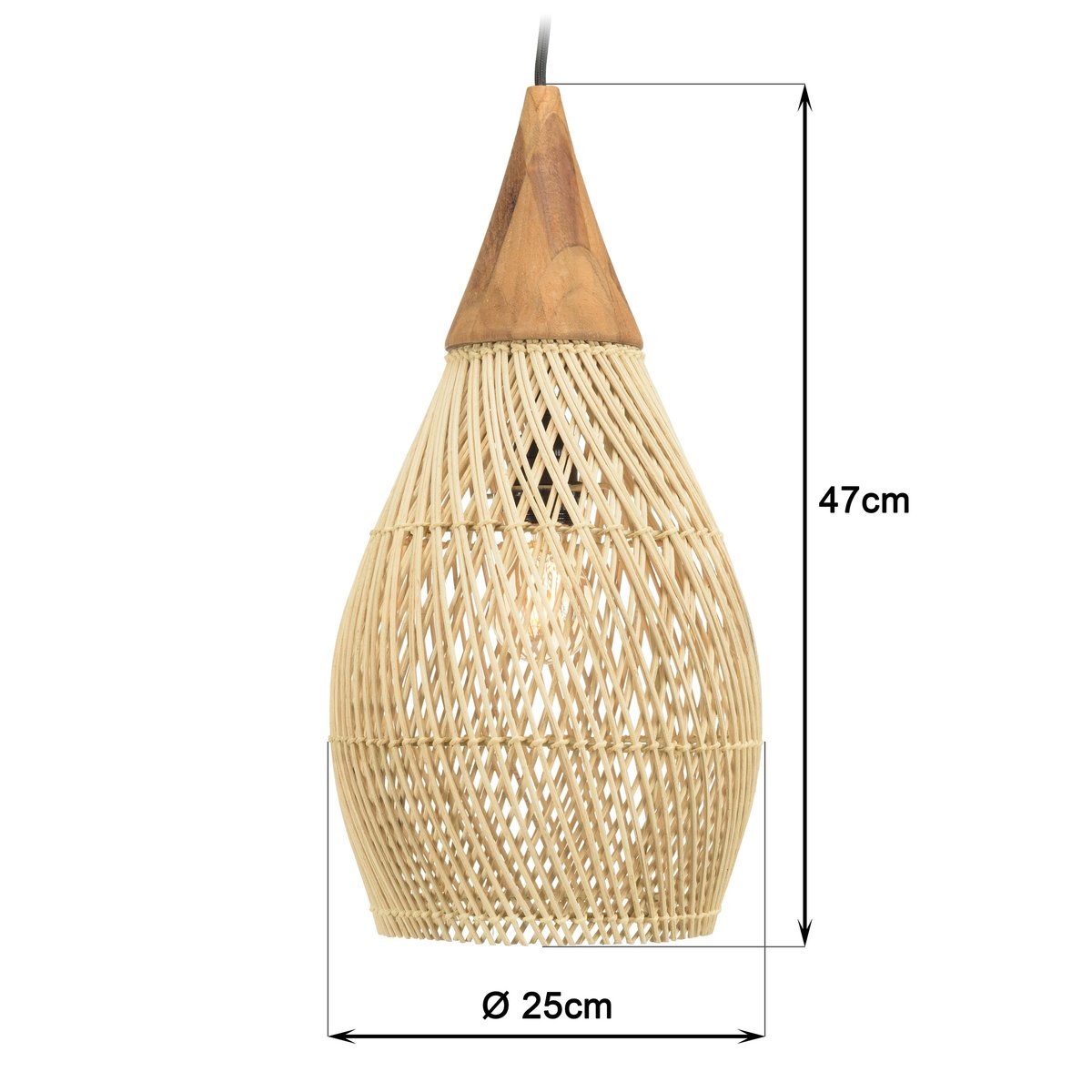 Suspension goutte en rotin 25cm FOLELLI ecru, PIER IMPORT